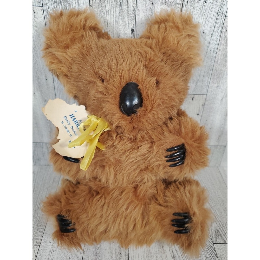 Koala Bear Plush Toy Animal 10" Brown Stiff Material Made In Australia Vintage
